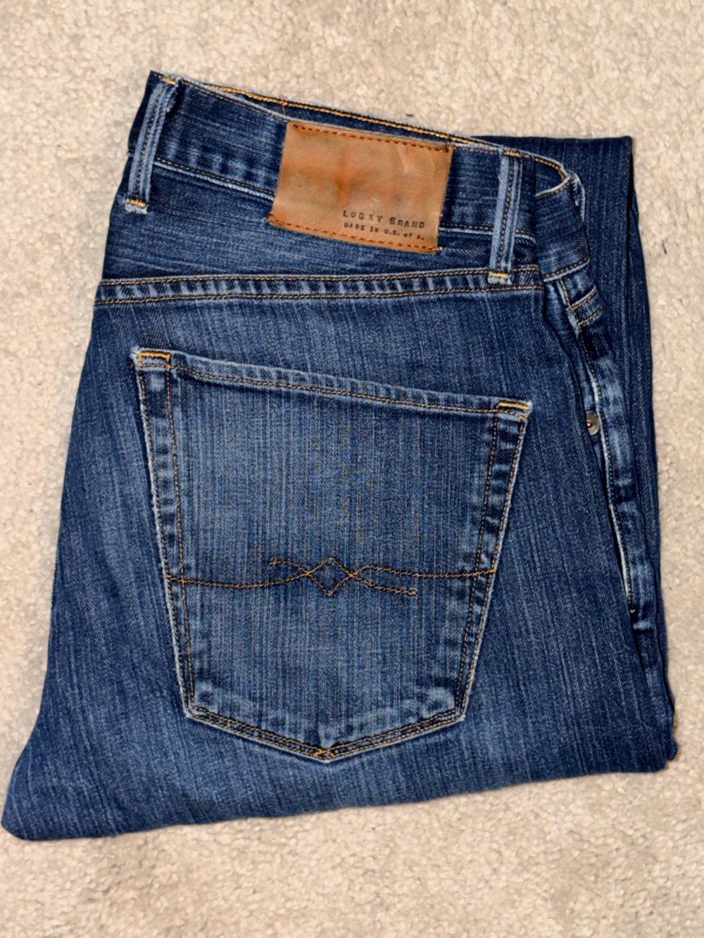 Lucky Brand Men’s Dark Straight Jeans White Oak Denim Made in The USA
